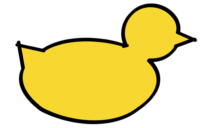 A line art yellow duck