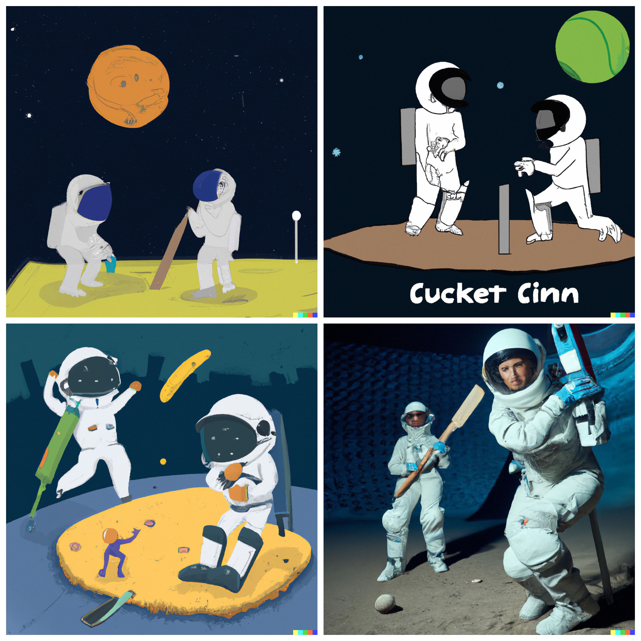 Astronauts playing cricket on moon