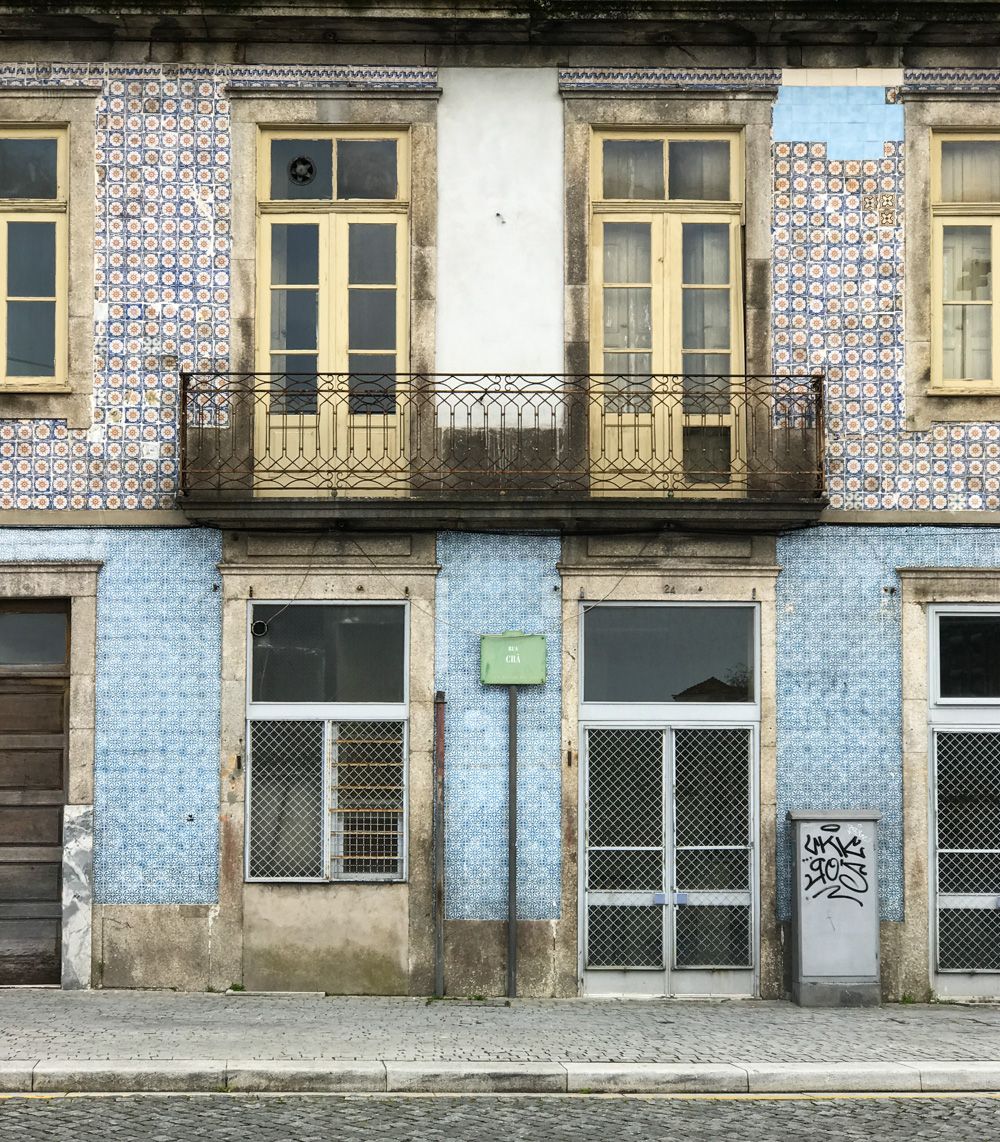 Tiled Façade of a house at Porto