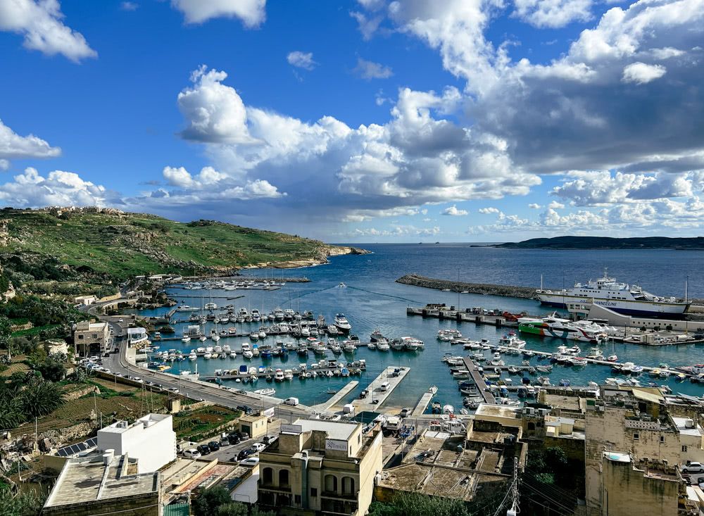 A view of the Mgarr Harbour from a promontory opposite it