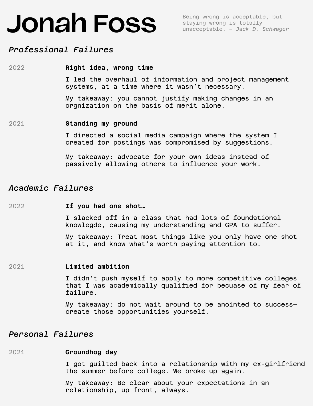 failure resume