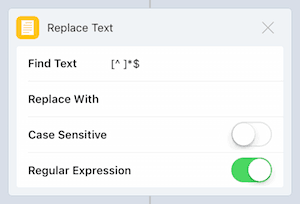 Action 'Replace Text' regular expression