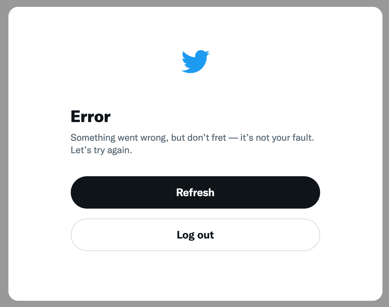 Twitter error page, long gone are the days of the failwhale
