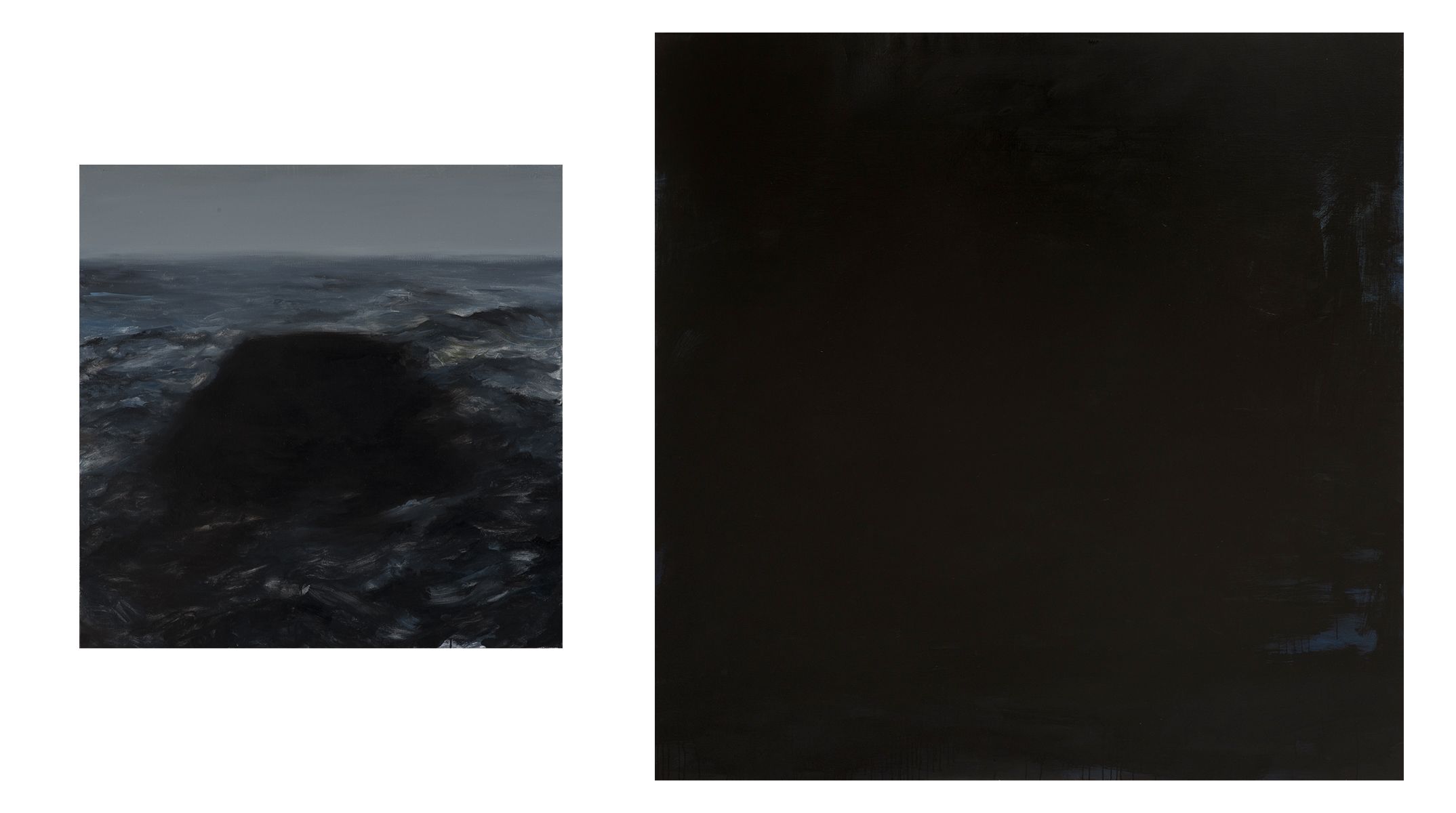Maremortum, diptic, 2016, oil on canvas, 100x100 cm and 146x146 cm