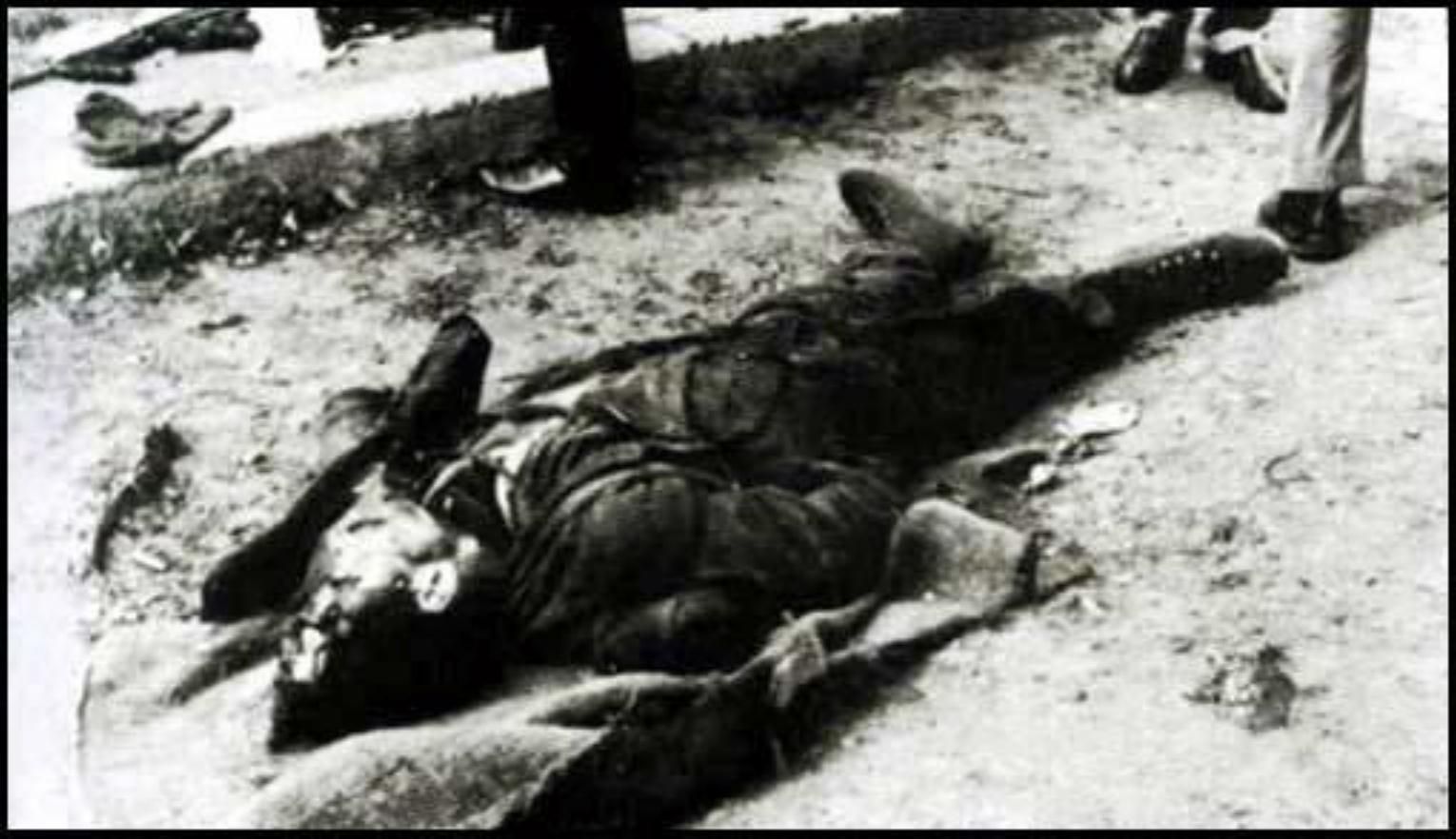 Cadáver de Francisco Sabaté, abatido en las calles de Sant Celoni. 5-1-1960.