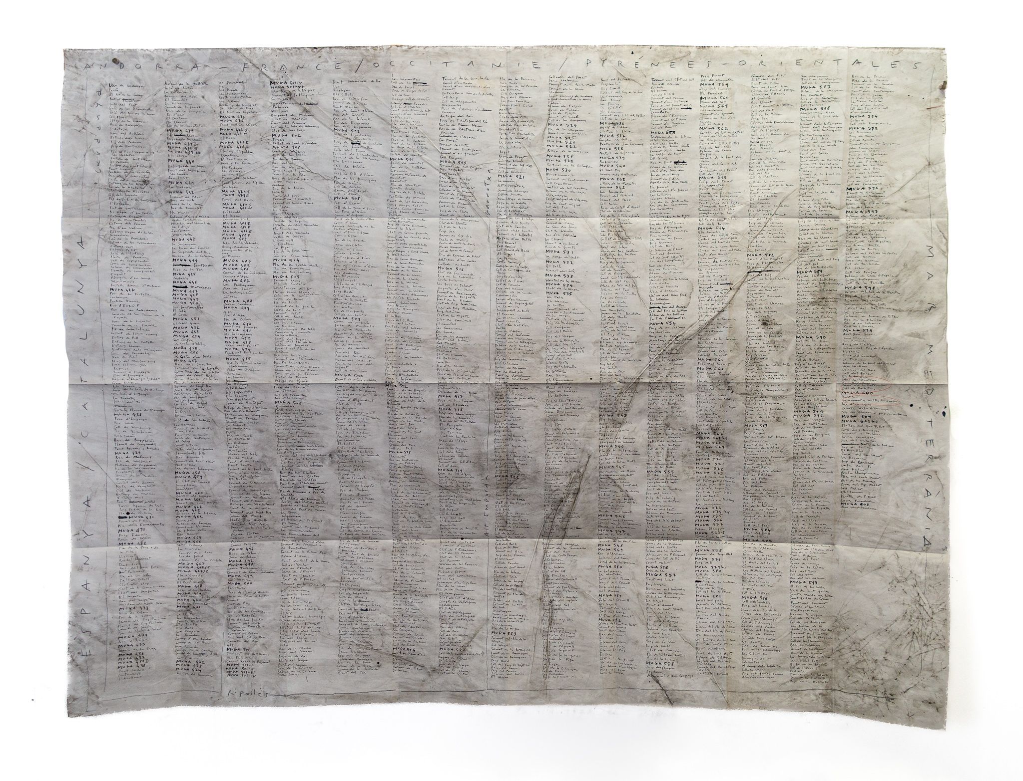 Marco Noris, Topònims de frontera, 150x200 cm, tècnica mixta sobre paper, 2022