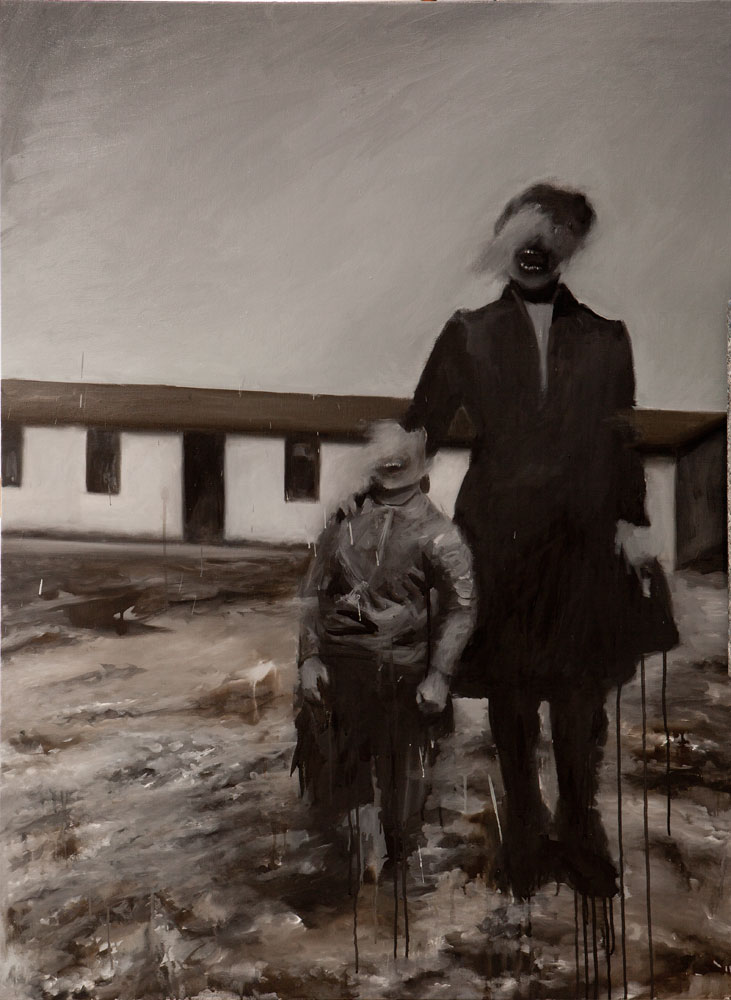 ¿Qué hicieron de vos, hijo que no acabó de vivir? ¿acabó de morir? (Refugiados IV), 2014, óleo sobre lienzo, 130x97 cm