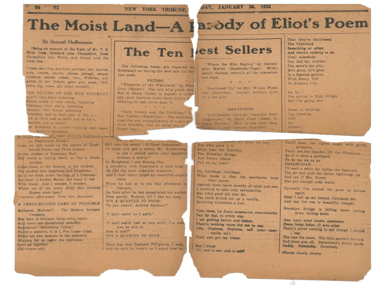 Sam Hoffenstein’s “The Moist Land,” New York Tribune January 28, 1923