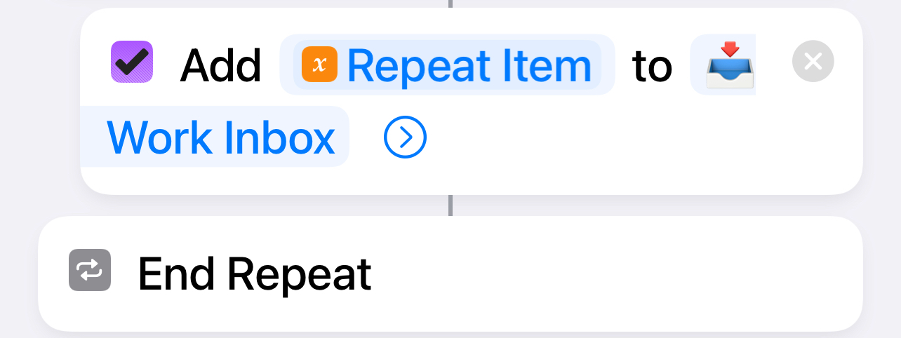 Add Item and End Repeat