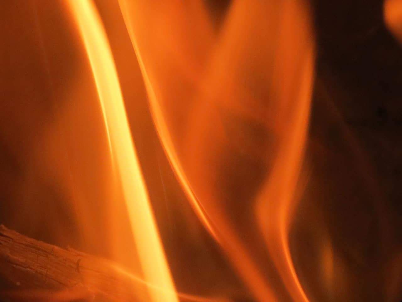 Flames from my cabin’s fireplace