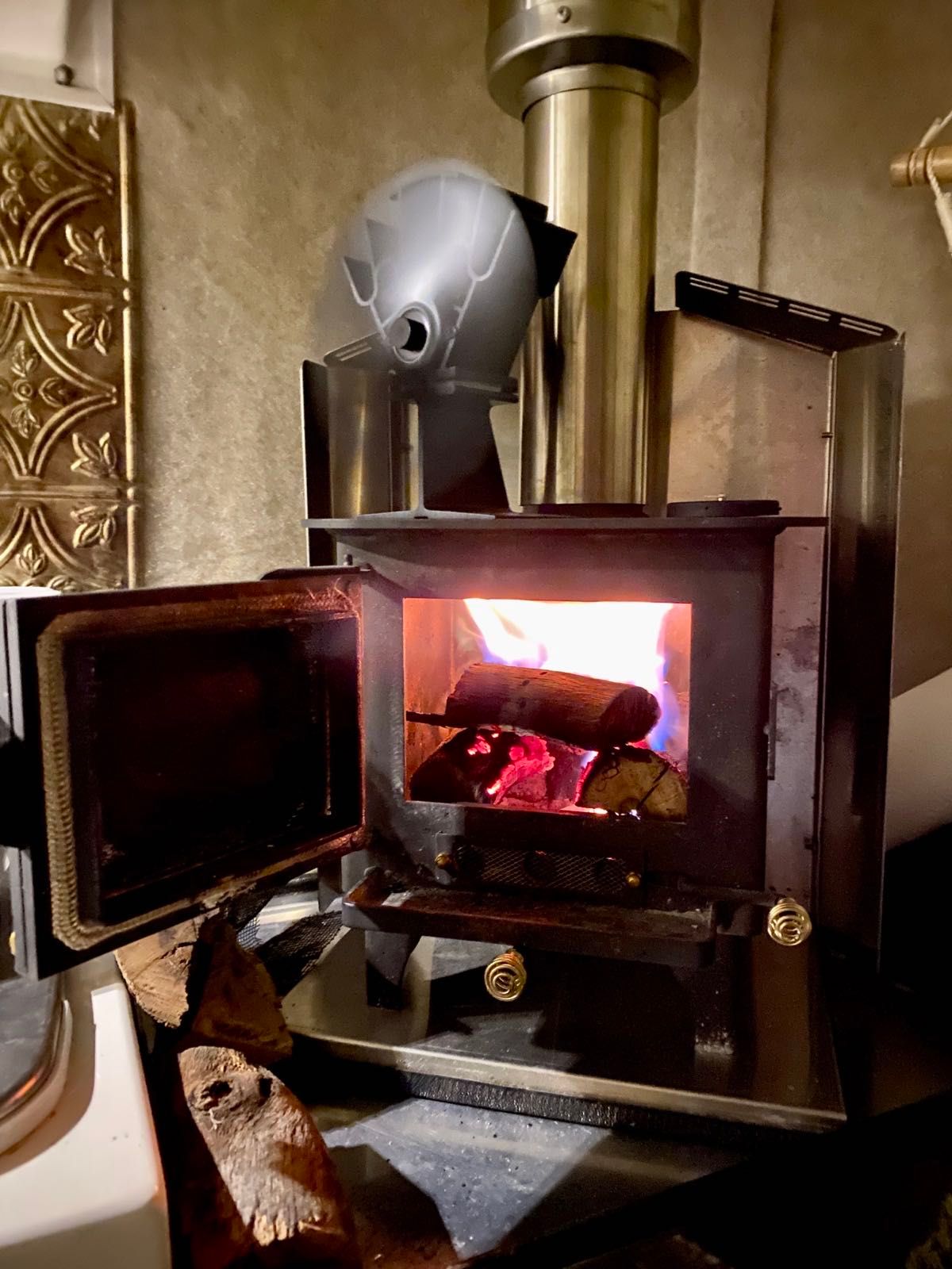 One of life’s pleasures is a wood burning stove in the camper on cold nights. Mmm toasty. Marshmallows?