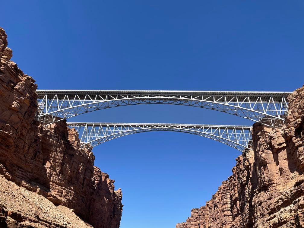 The two Navajo bridges from the river