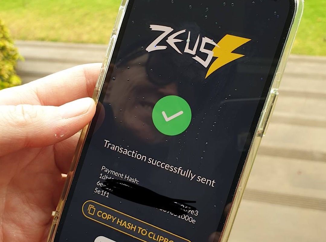 Payment sent from my own Lightning node with ZeusLN wallet.