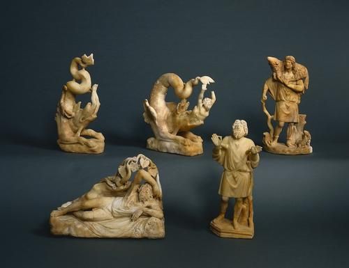 These Jonah sculptures (minus the one in the front right) were found carved in the 3rd century AD depicting the story of Jona