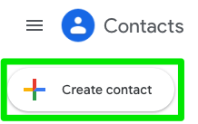 Google Contacts Create Contact screenshot
