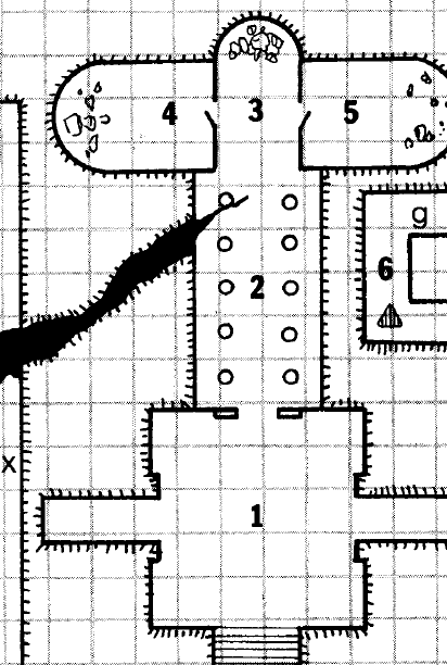 Dungeon map detail of the Caverns of Thracia