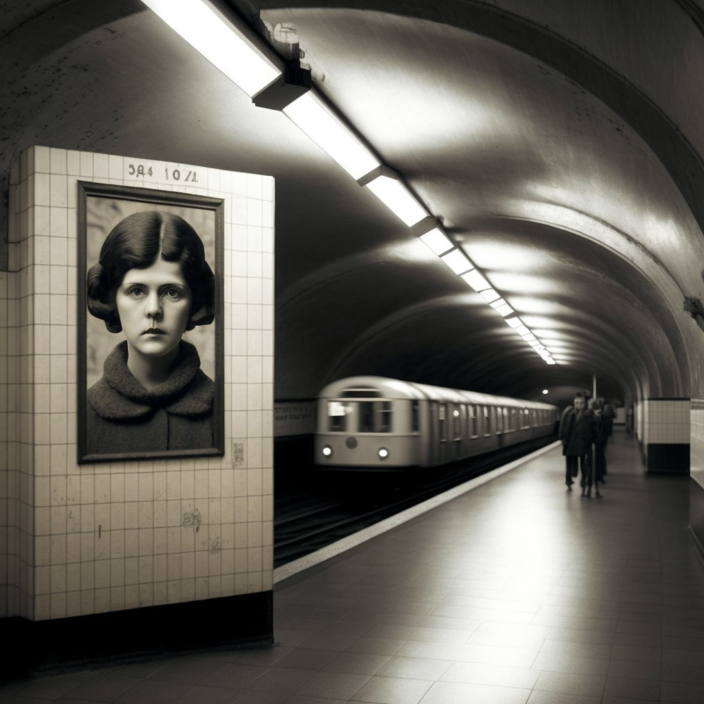 East Berlin subway in 1988 in the style of Tina Modotti