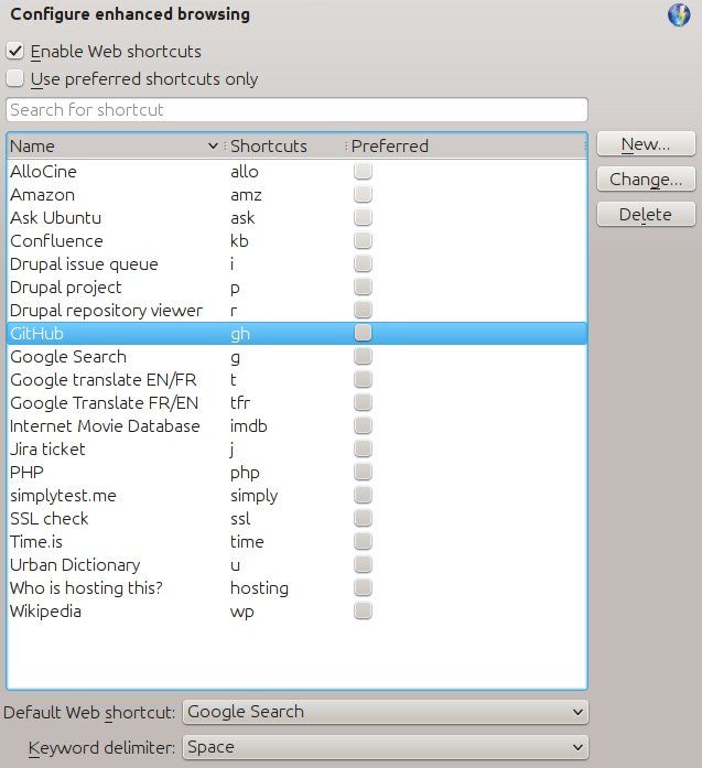 A list of useful KDE Web Shortcuts