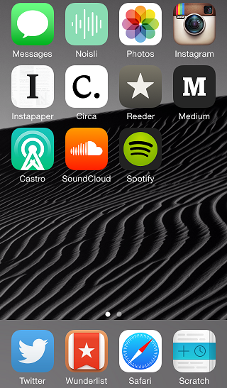 My iPhone homescreen, January 2015