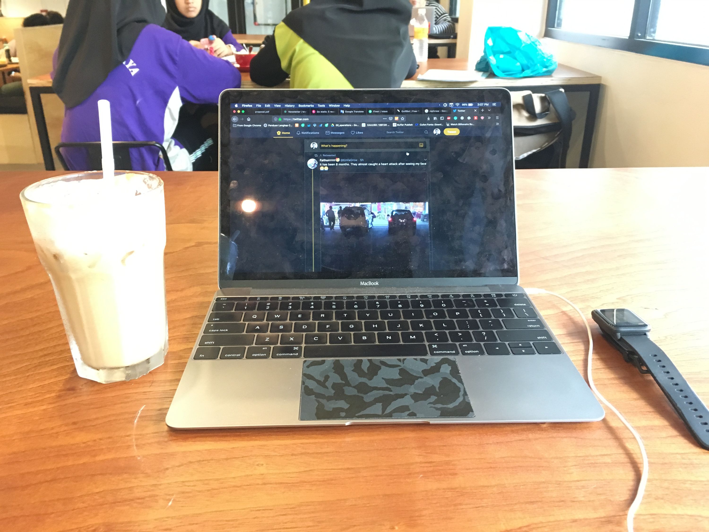 Working at coffee shop