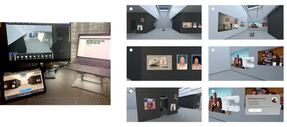 We used existing 3D modeling tools like Mozilla Hubs to show how people might view family artifacts in a virtual reality museum.
