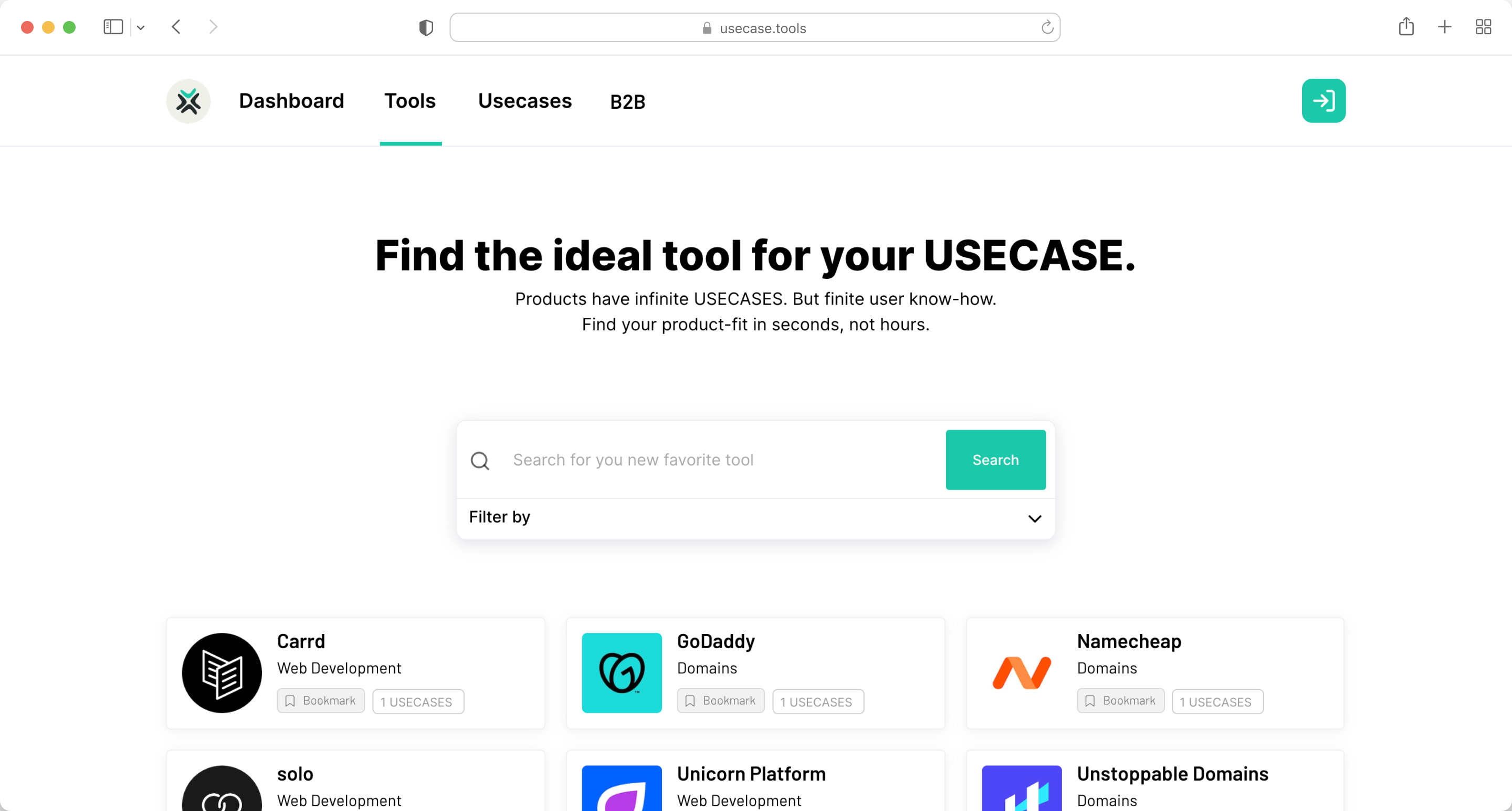 usecase.tools landing page screengrab