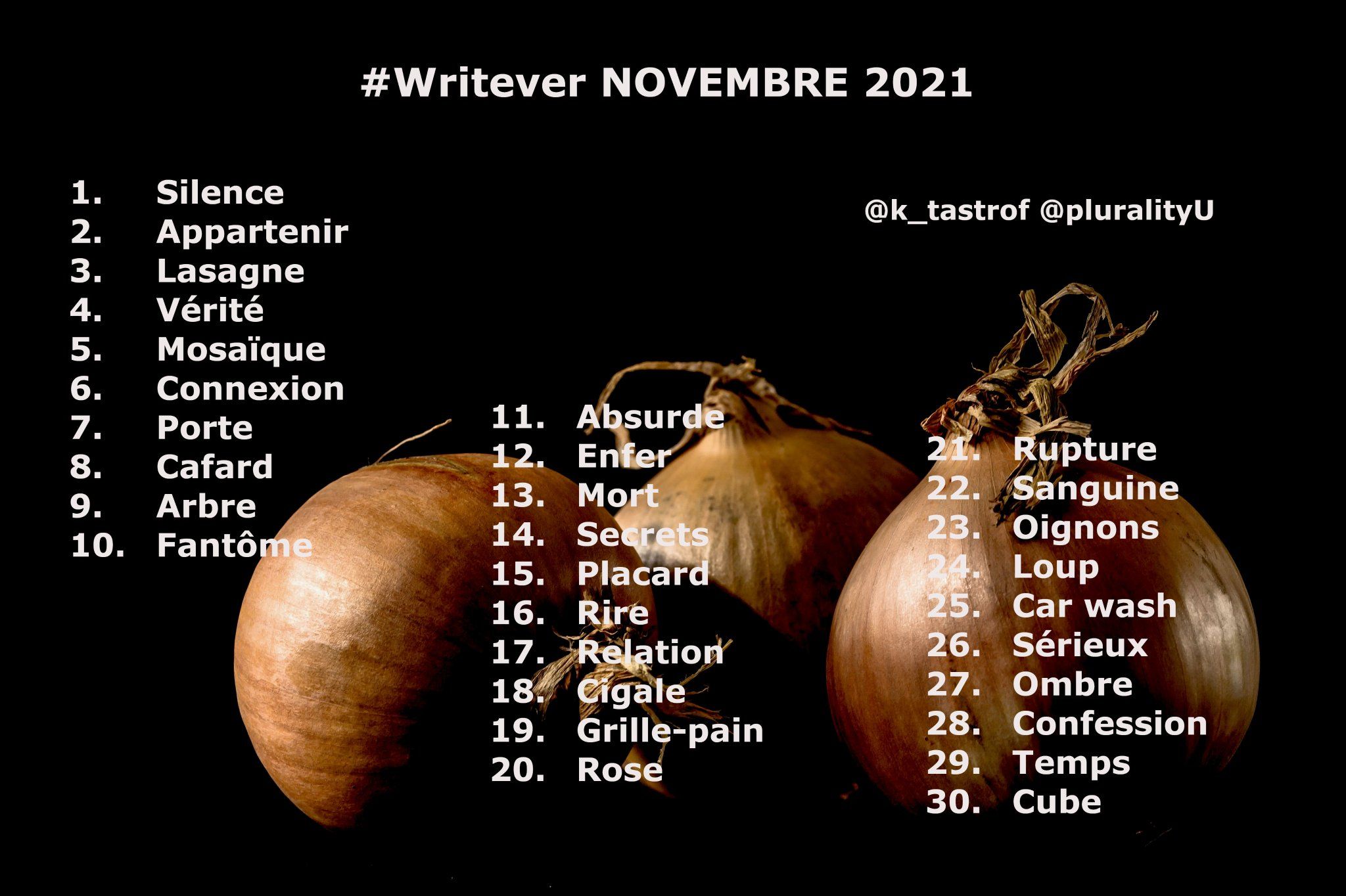 Liste du Writever – Novembre 2021