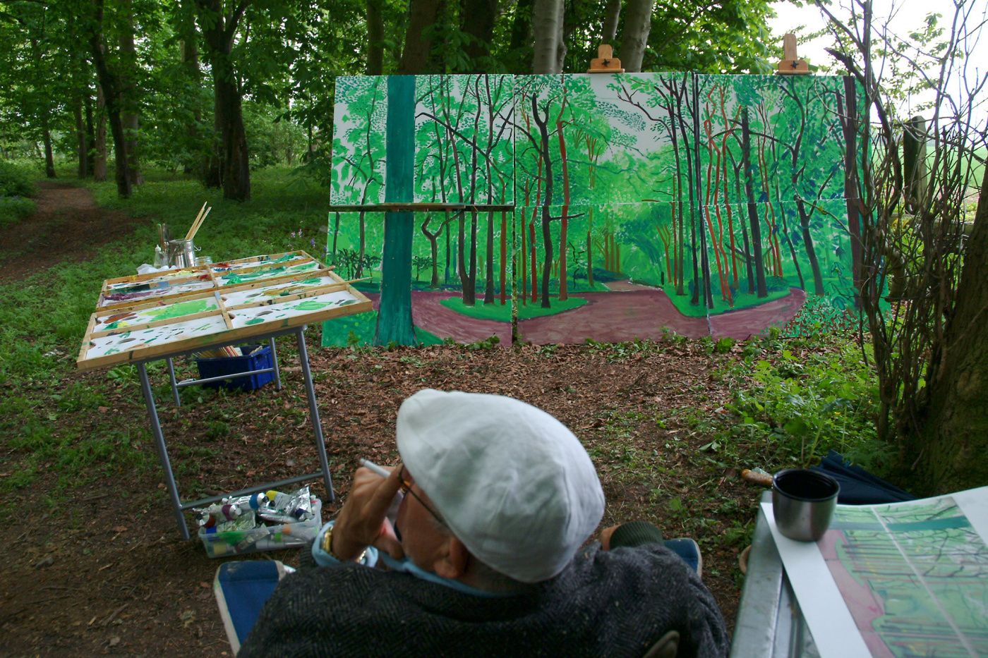 Jean Pierre Goncalves - David Hockney painting Woldgate Wood, East Yorkshire (2006)