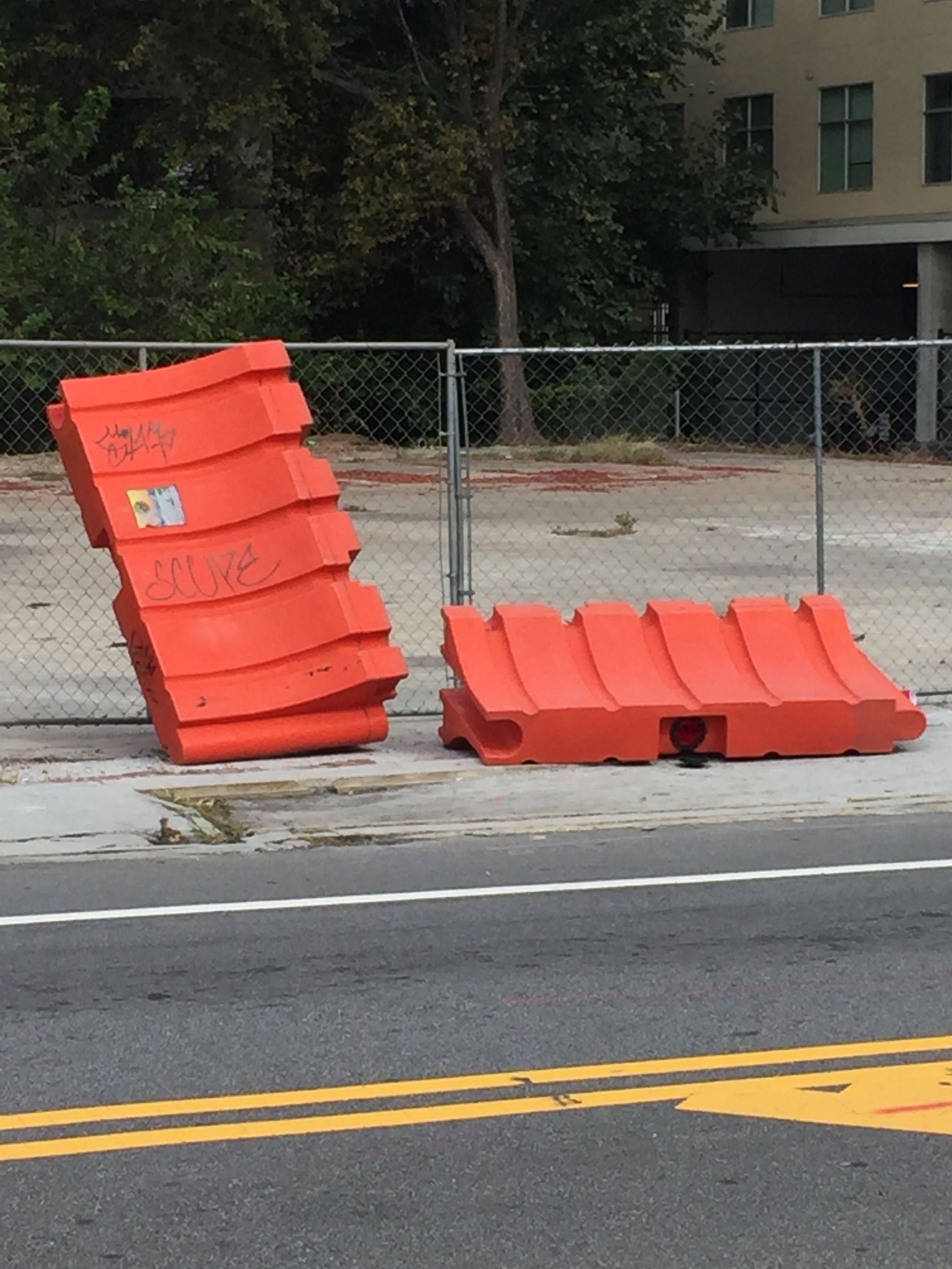 orange barriers fence