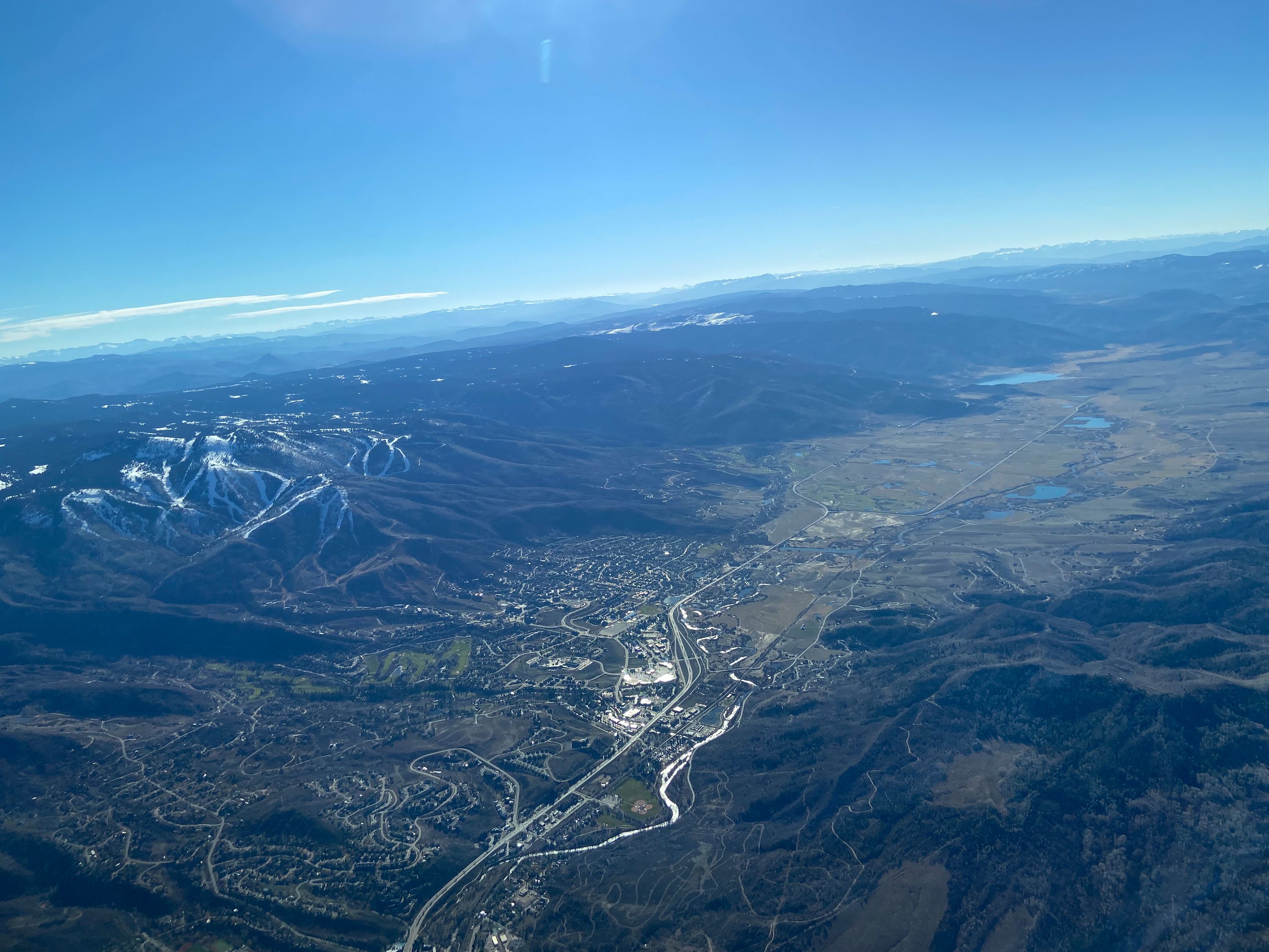 Aerial view of Yampa Valley and Steamboat Springs