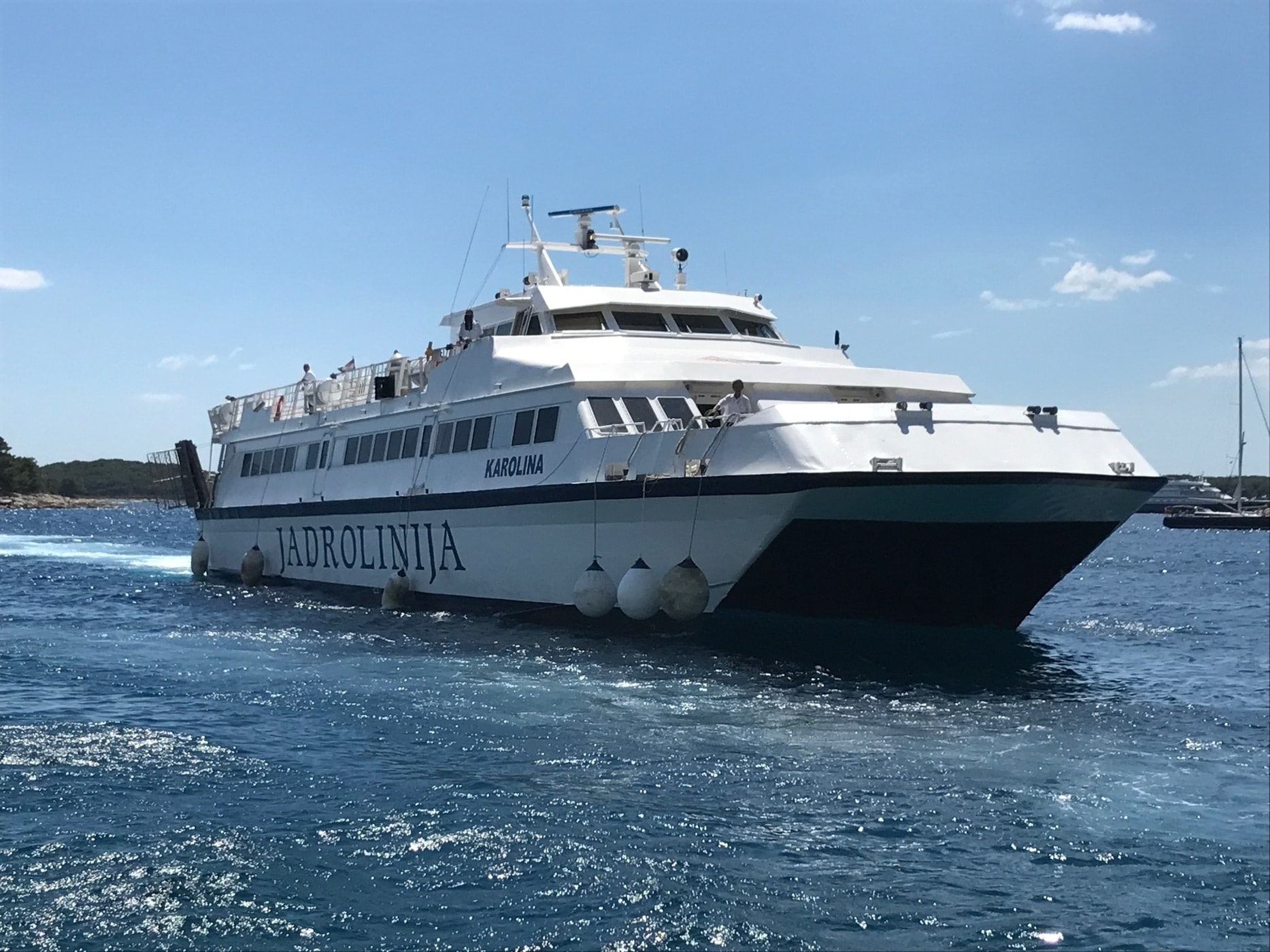 Taking the catamaran from Hvar to Split
