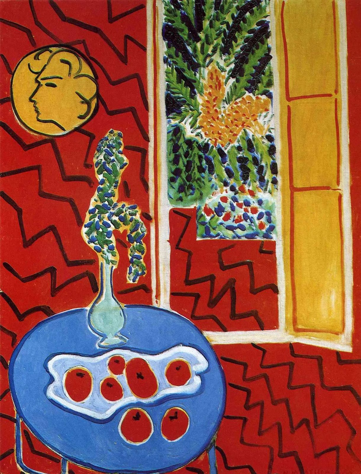 Red Interior, Still Life on a Blue Table, 1947. Henri Matisse.