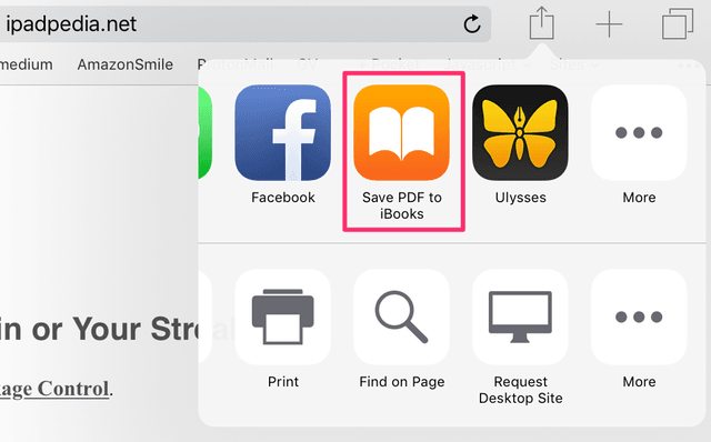 Save website to pdf in iBooks