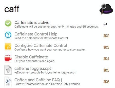 Caffeinate Control Status