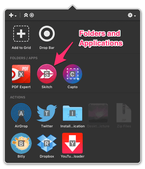 Dropzone 3 Folders and Apps