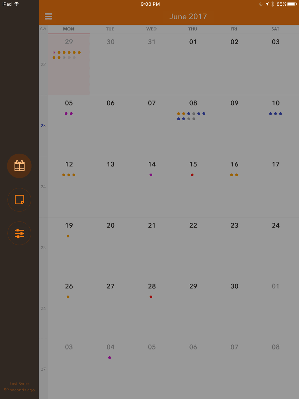 Choose Calendar or Notes