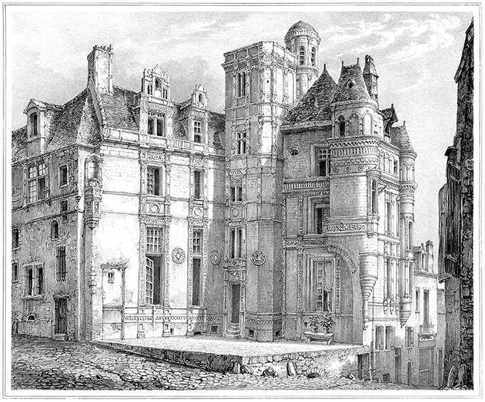 View of the Hôtel de Pincé, also known as Logis Pincé, a sixteenth-century townhouse located in Angers.