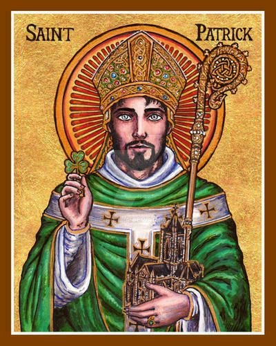 St. Patrick of Ireland - Theophilia is a Catholic artist who creates wonderful modern icons that you can check out on her Deviantart page.