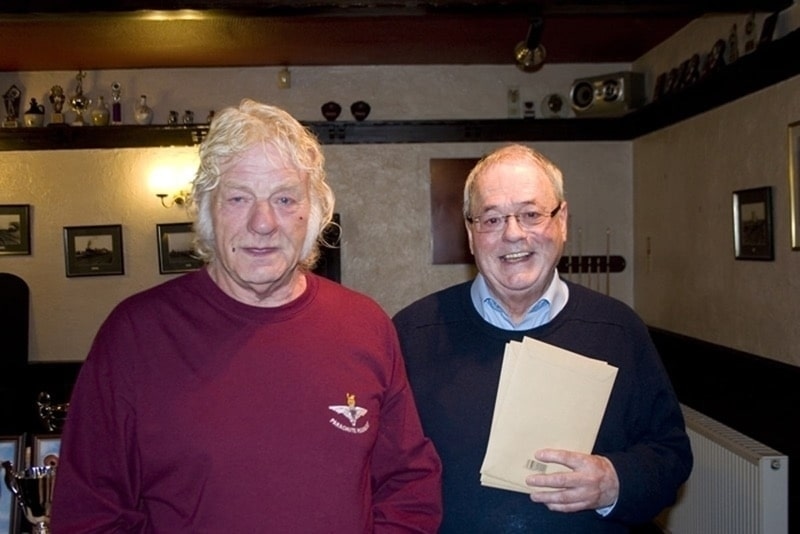 Barrie Blackett of Buttonknowle 5th Sportsman FC Ancenis pictured with Rod Adams