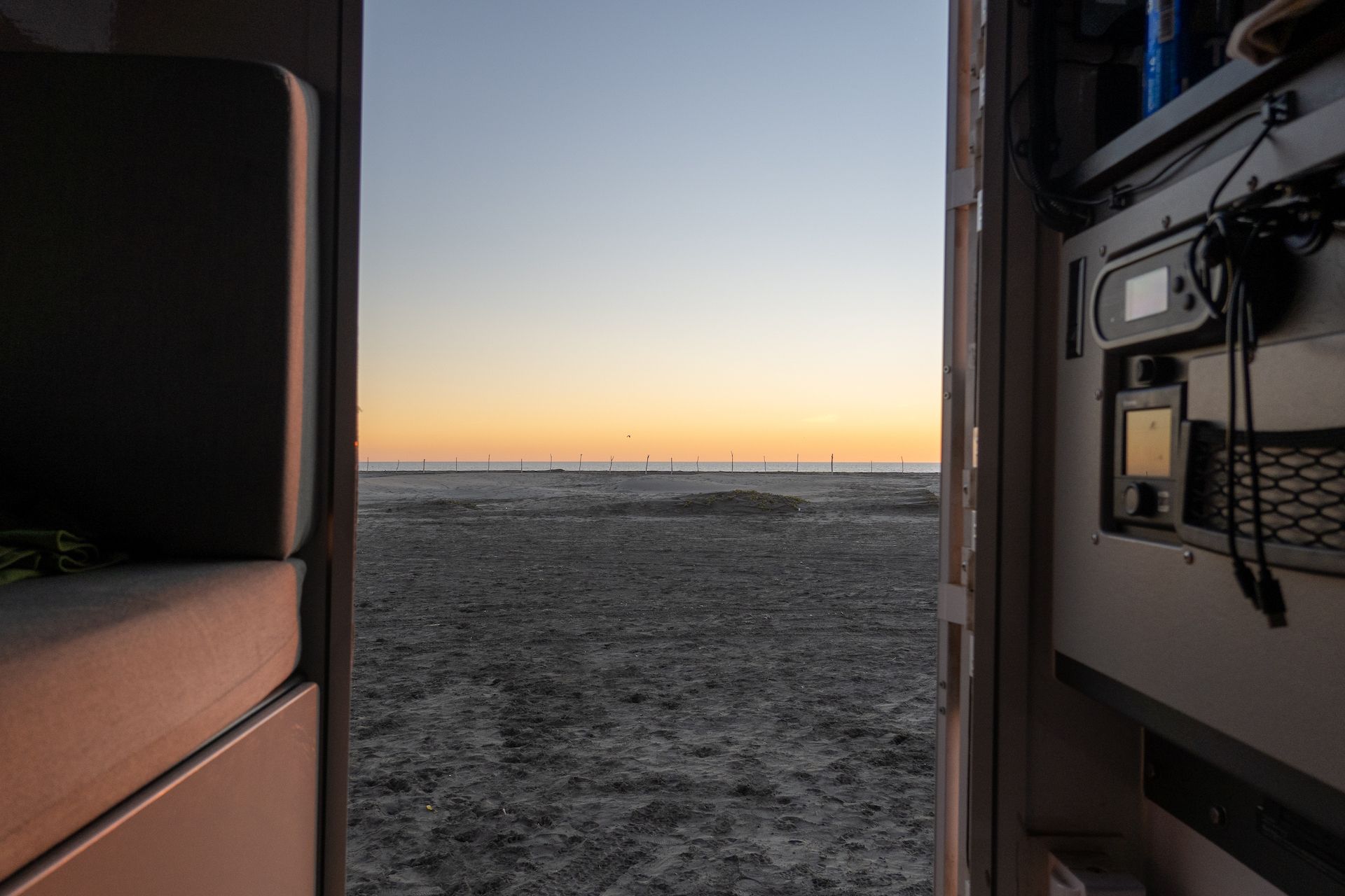 View from the camper at sunset
