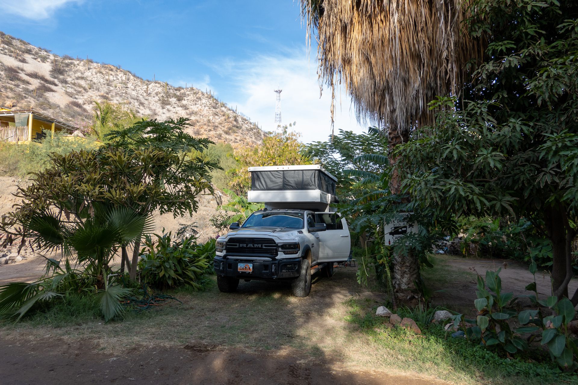 Lush campsite at Huerta Don Chano