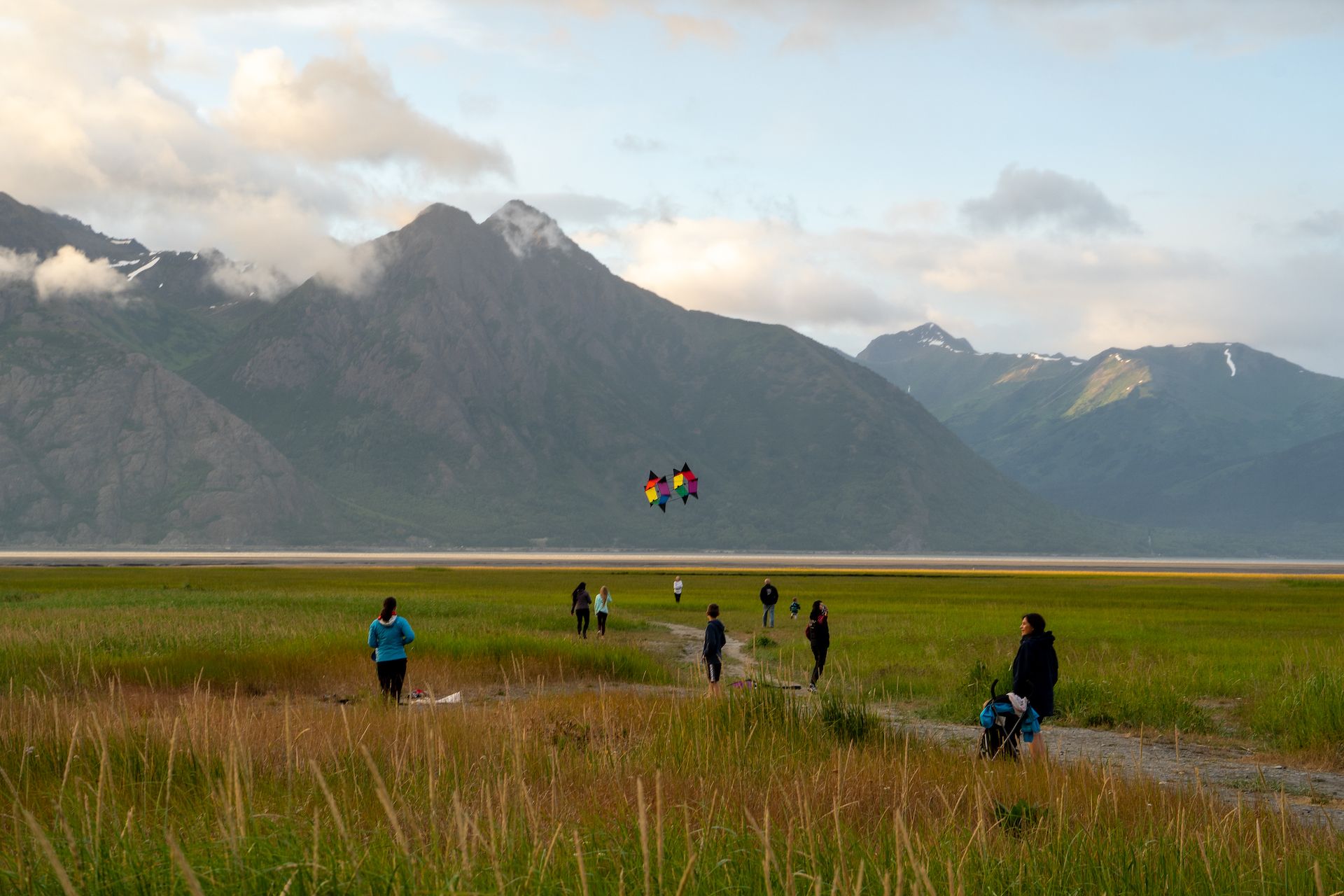 After dinner, we played with kites on the flats behind the restaurant