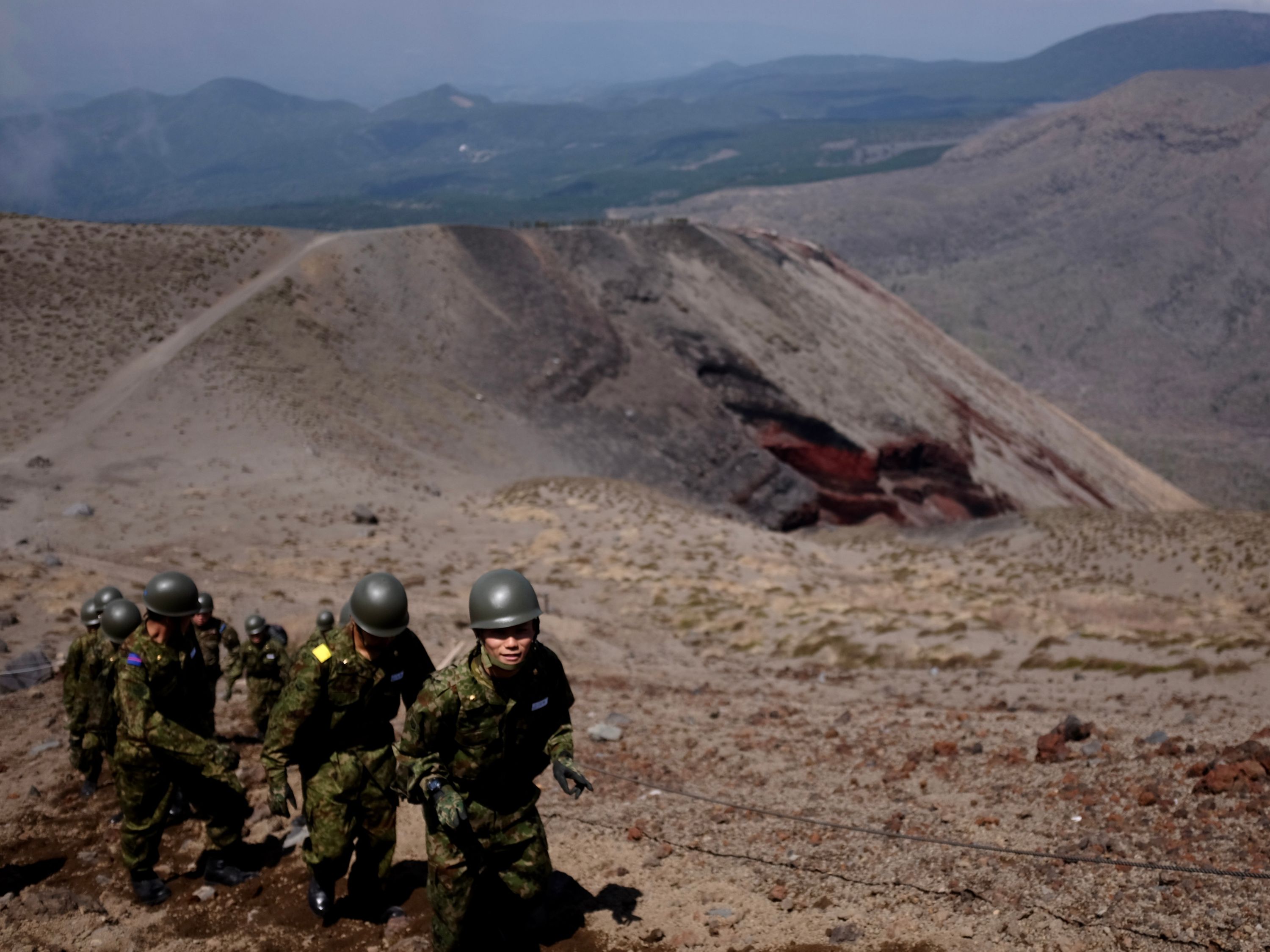 Soldiers on the way to the summit of Takachino-no-mine, Kirishima Mountains, Miyazaki. Photo: Peter Orosz
