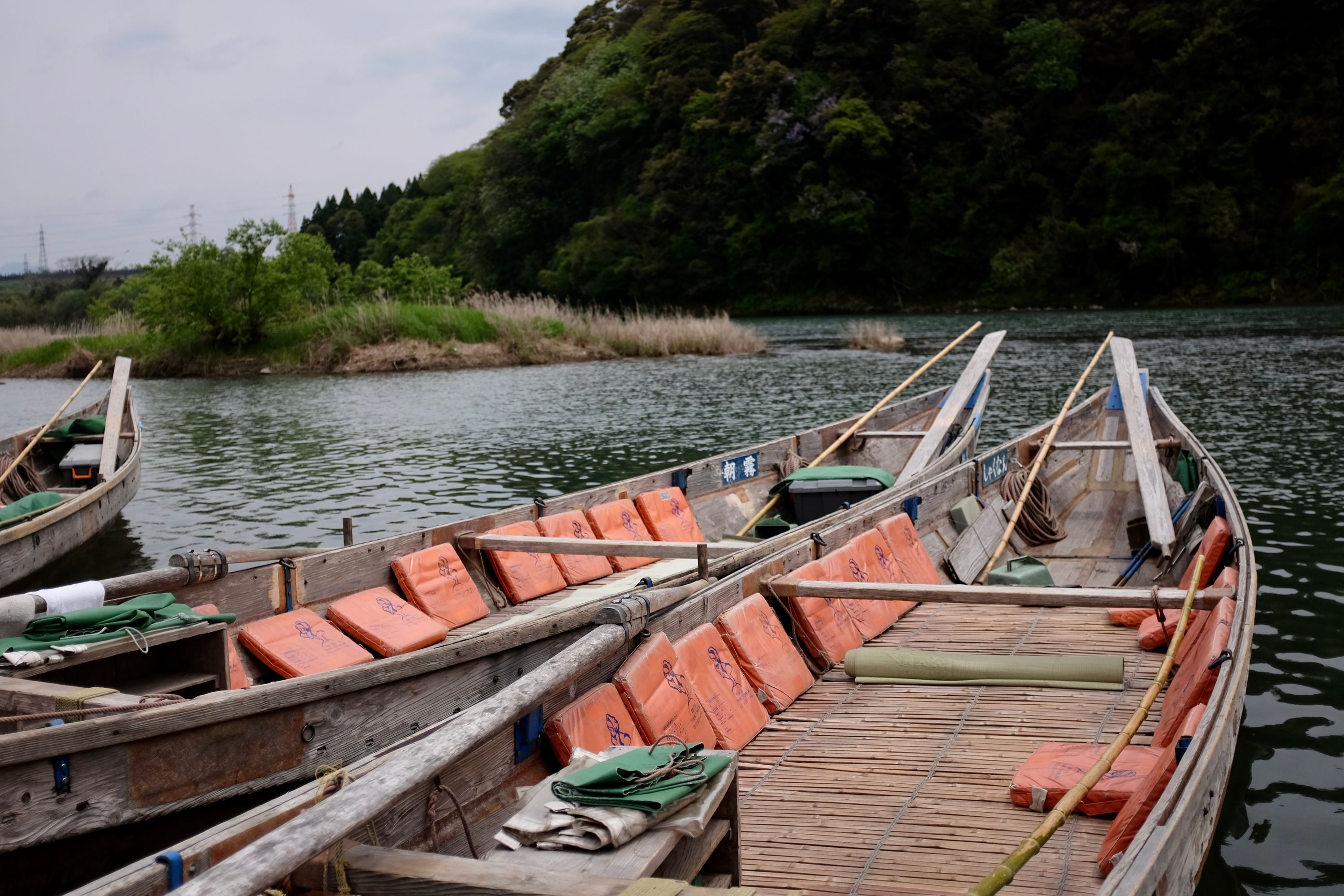 Boats on the Kuma River in Hitoyoshi, Kumamoto. Photo: Peter Orosz