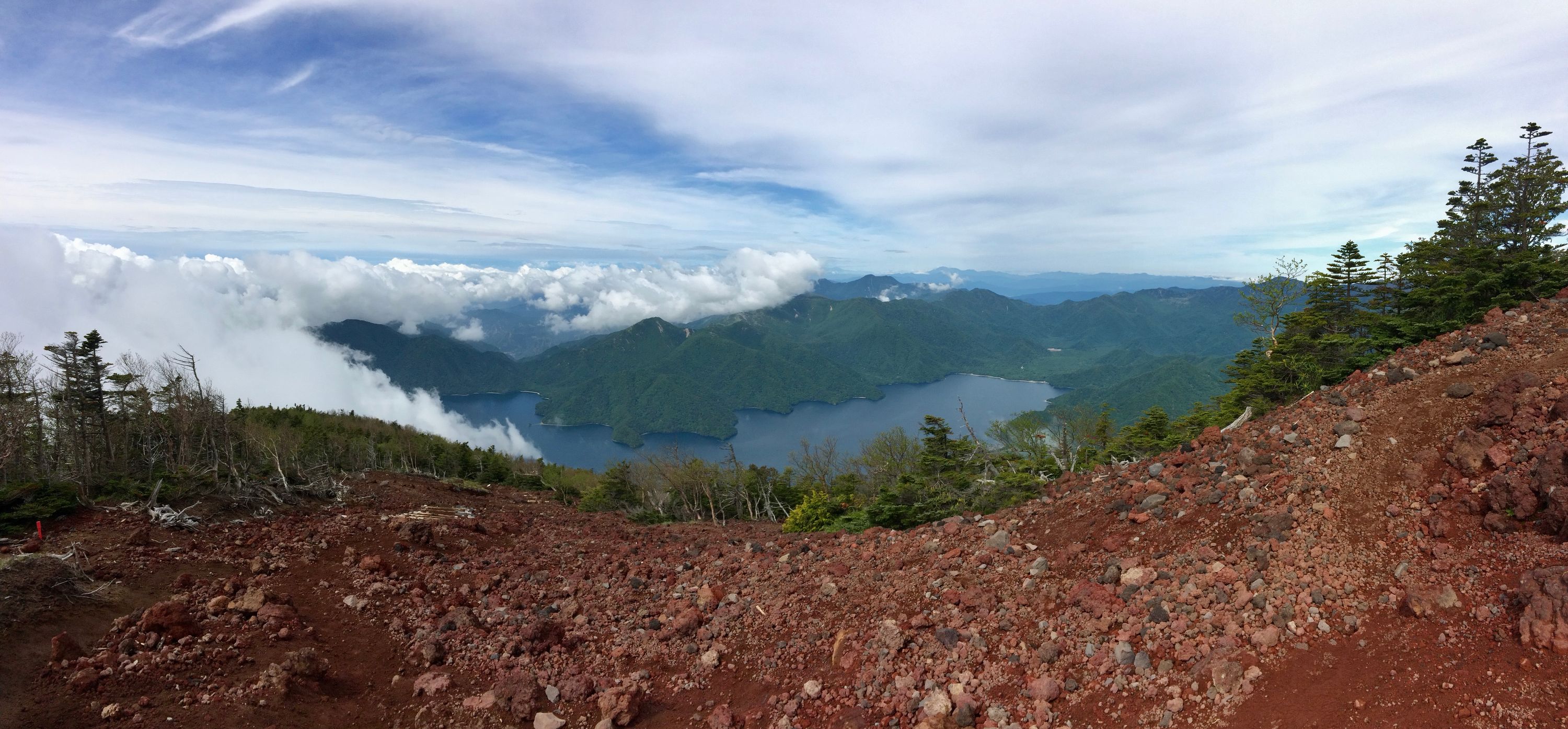 A panorama of the Lake Chūzenji area from the summit of Mount Nantai.