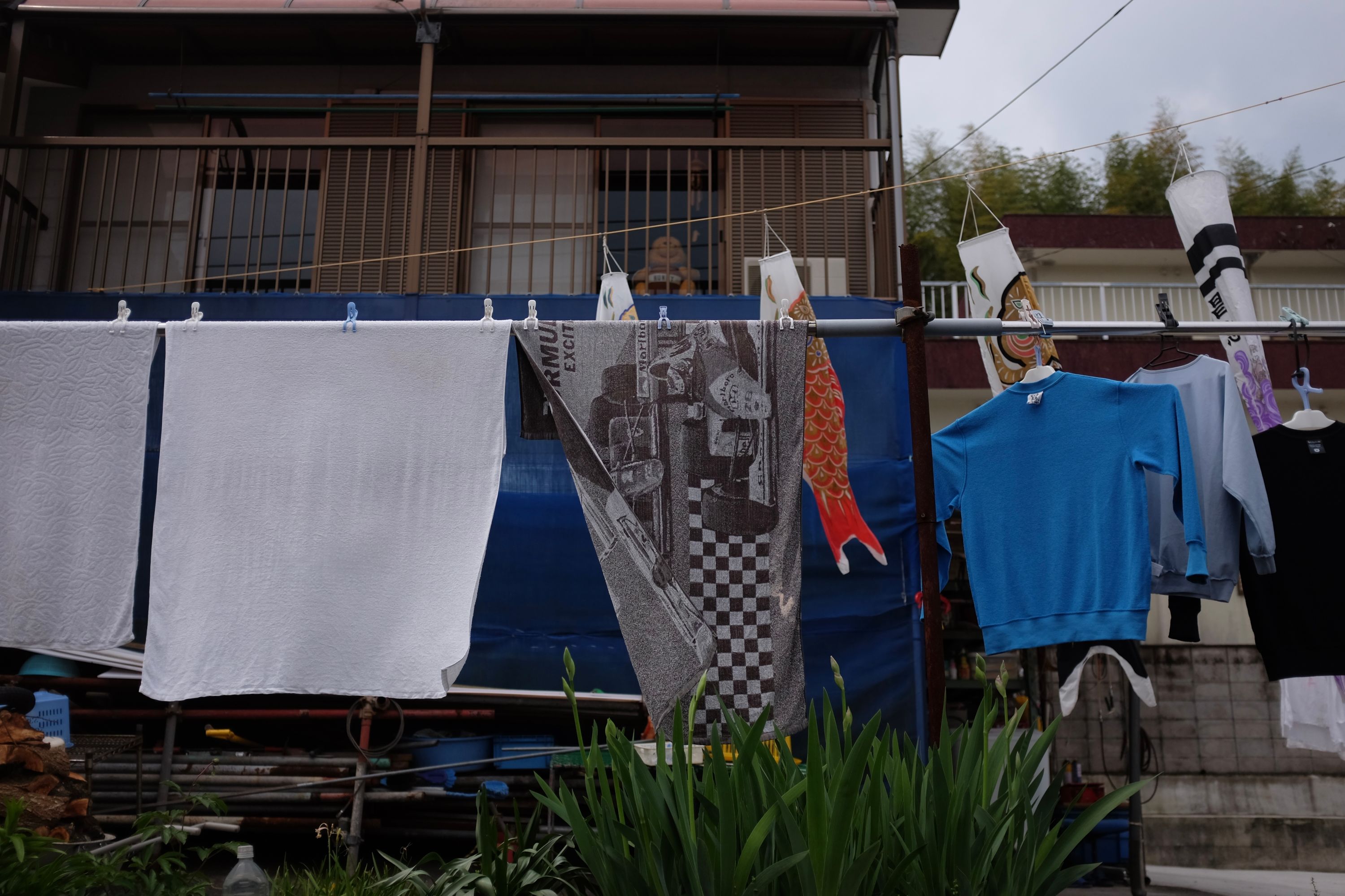 Towels on a rack in Kihoku Ichinari, Kanoya, Kagoshima. Photo: Peter Orosz