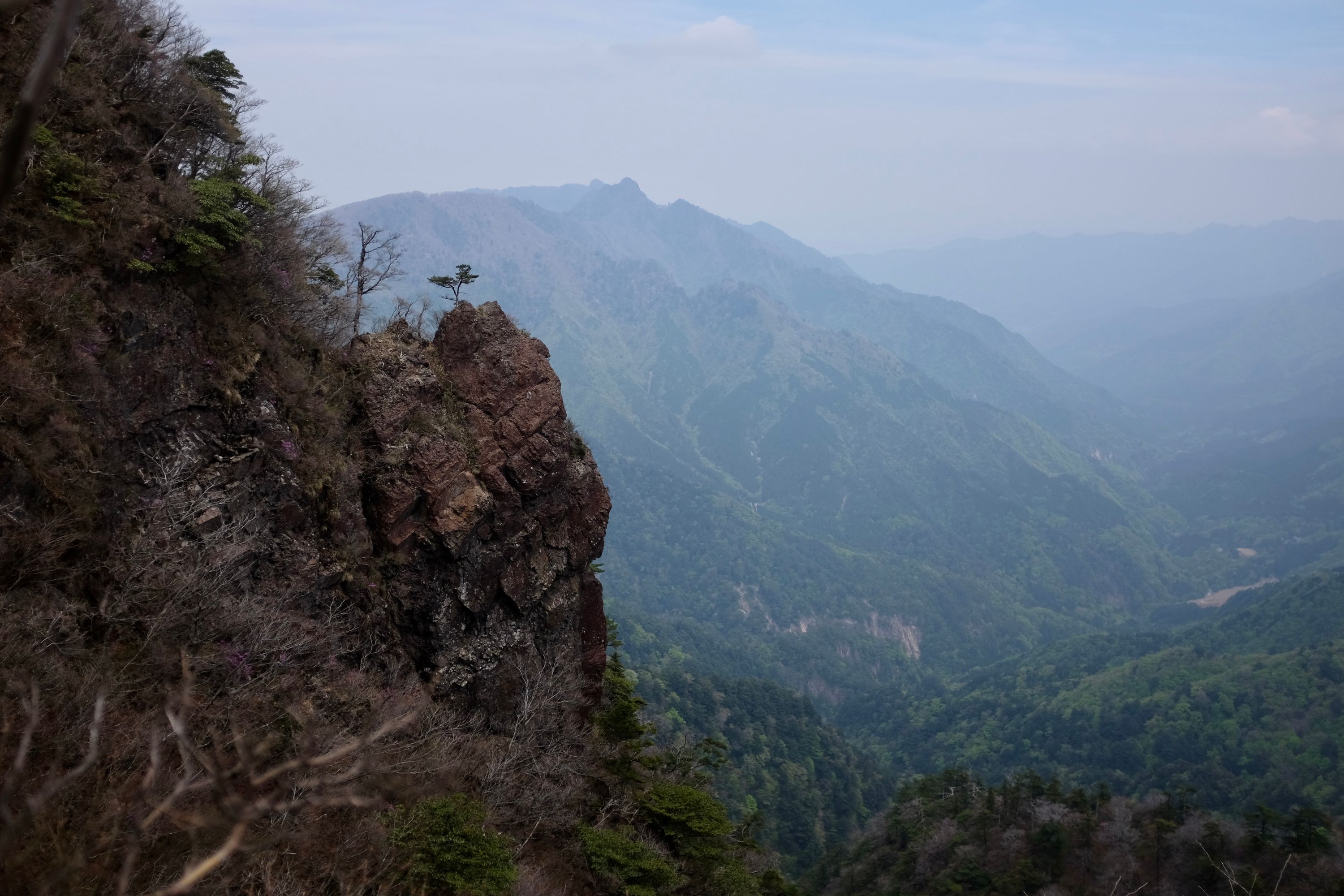Cliffs on the Miyazaki side of Mount Sobo, Miyazaki. Photo: Peter Orosz
