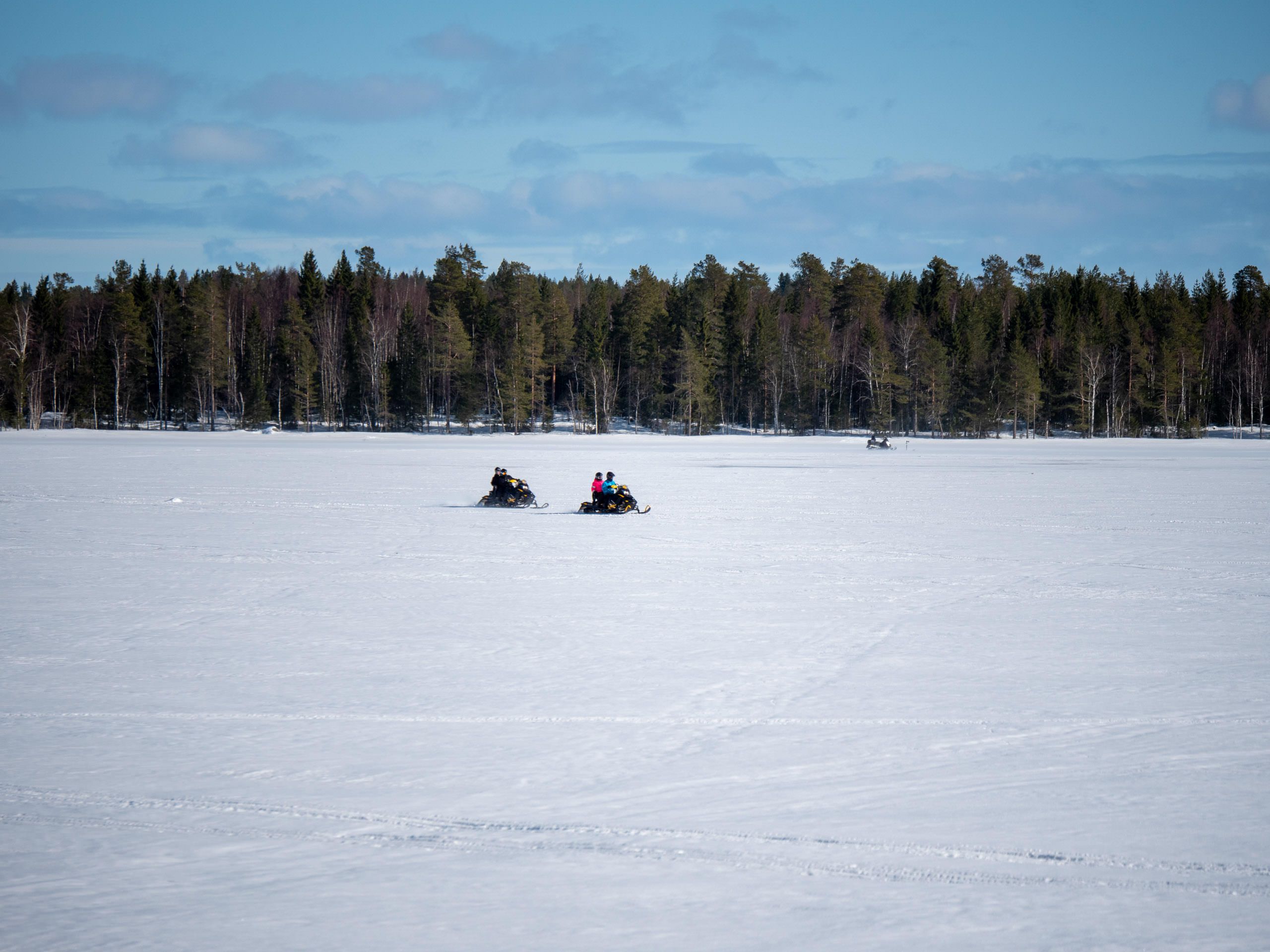 Ice fishing and snow mobiles